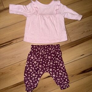 Pink Top and Purple Floral Pants Set
